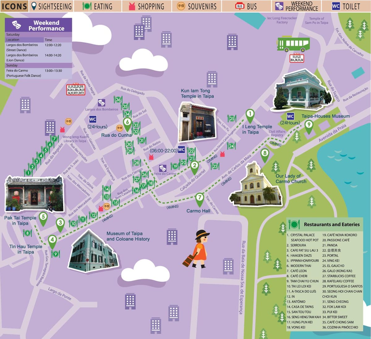 მაკაო უფასო shuttle ავტობუსი მარშრუტის რუკა