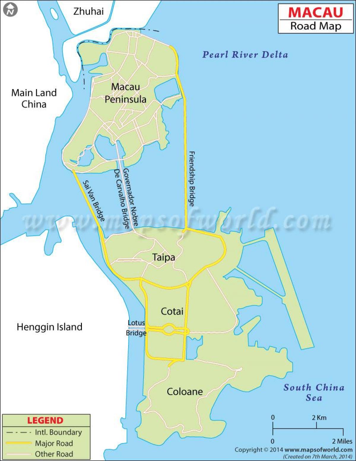 მაკაო ნახევარკუნძულზე რუკა